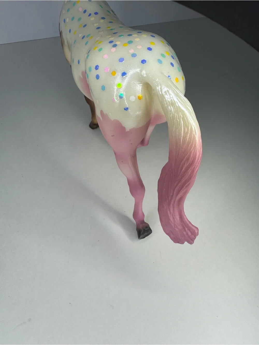 Decorative Pinto Horse Figurine in Brown, Cream & Pink